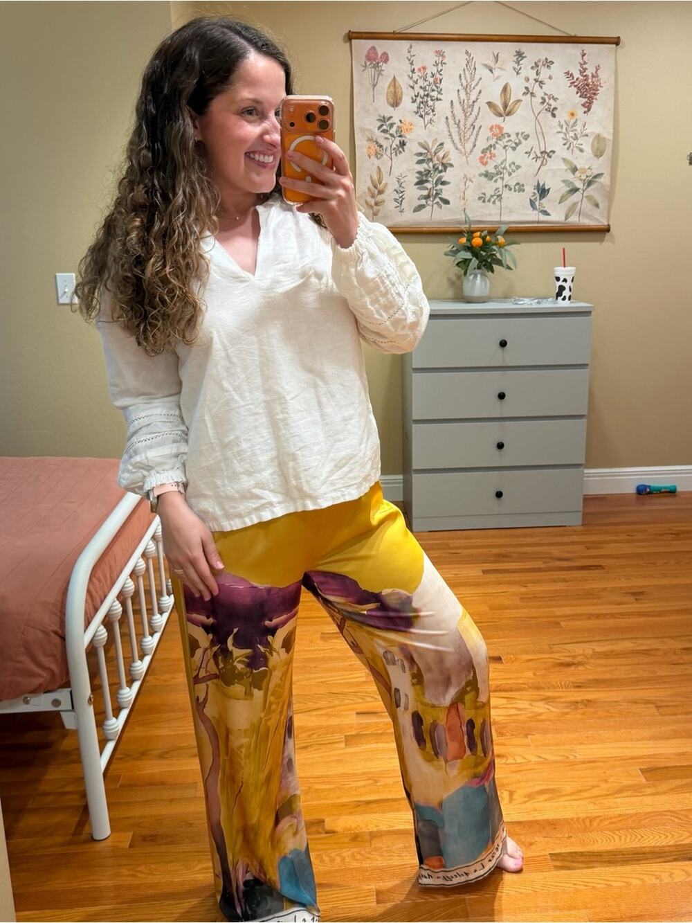 In Italy Yellow Italian Tuscan Building Elastic Wide Leg Pants Medium
